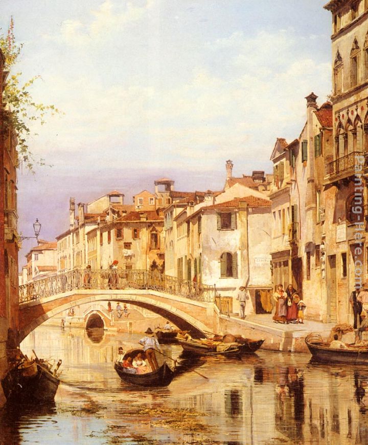 A Gondola On A Venetian Backwater Canal painting - Antonietta Brandeis A Gondola On A Venetian Backwater Canal art painting
